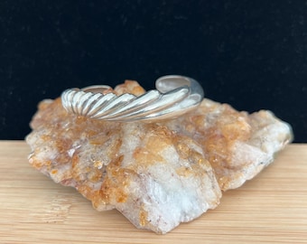 Vintage Sterling Silver Twisted Cuff Bracelet, Sculptural Ribbed Southwestern Open Cuff