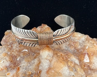 Lee Bennett Navajo Sterling Silver Cuff Bracelet with 12k Gold fill
