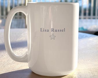 Starfish Name Mug Personalized Gift For Her Birthday Custom Name Cup Beach Themed Summer Girls Trip Bridesmaids Vacation Mom Aunt Gift