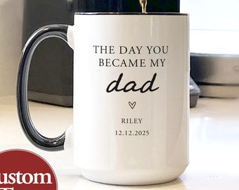 New Dad Coffee Mug, First Fathers Day Gift with kid name established date New Dad Gift Ideas First Time Dad First Fathers Day Gift From Baby