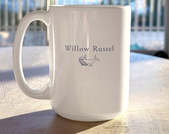 Whale Name Mug Personalized Beach Cup Bridesmaid Gift Girls Trip Bachelorette Mug Custom Name Coffee Cup Summer Vacation Gift for Her Aunt