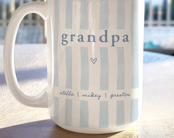 Custom Grandpa Name Mug, Personalized Grandpa Fathers day Gifts with Kids Names For Birthday Gifts For Him Pop Pop Dad Grandpa Coffee Cup