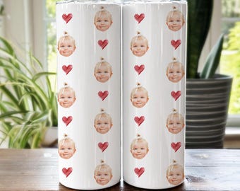 Personalized Custom Kids Face Photo Tumbler, Baby Photo Gifts, Custom Face Travel Cup, Gift for Mothers day Grandma Gigi Nana