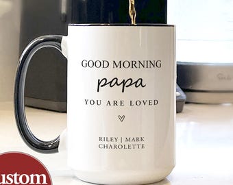 Personalized Papa Coffee Mug, Papa Gifts for Grandpa Fathers Day