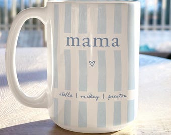 Custom Mama Name Mug, Personalized Mom Mothers day Gifts with Kids Names For Birthday Gifts For Her Mama Mom Coffee Cup