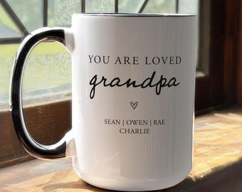 Personalized Grandpa Coffee Mug For Fathers Day Gift With Kids Grandkids Names  - Custom New Papa Pedro Grandpa Coffee Cup