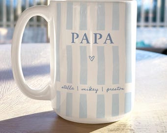 Custom Papa Name Mug, Personalized Papa Fathers day Gifts with Kids Names For Birthday Gifts For Him Pop Pop Grandpa Coffee Cup