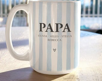 Custom Papa Name Mug With Kids Names Personalized Fathers day Gifts with Grandkids Names For Birthday Gift For Papa Dad Grandpa Coffee Cup