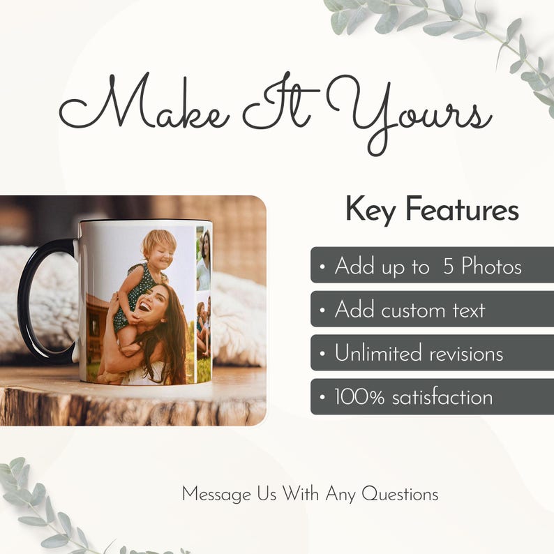 Foto-Collage-Tasse mit personalisiertem Text, Benutzerdefinierte Fototasse, Benutzerdefinierte Bild- und Texttasse, personalisierte Tassen Geschenke Bild 2