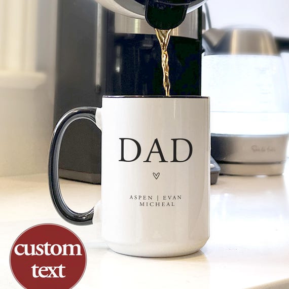 Personalized Minimalistic Dad Coffee Mug With kids Names, Father's Day Gift Mug Gift For Him