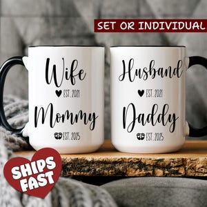 Mom And Dad Mugs, New Parents Gift, New Mom, New Dad, New Matching Parents Mugs Set, Pregnancy Announcement Mug, Gift For New Mom, D61