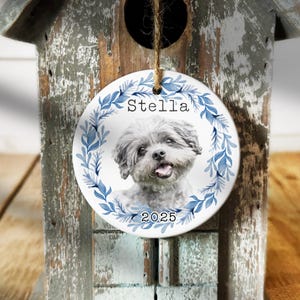 Custom Pet Christmas Ornament - Personalized Pet Photo Ornament - Pet Memorial Gift - Pet Remembrance Keepsake - Pet Portrait Photo Ornament