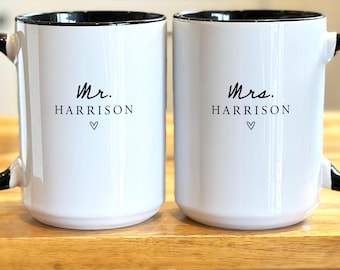 Minimalistic Custom Last Name Coffee Mug Gifts - Simple Birthday Wedding Bridesmaid Gifts For Her Women Men Dad Uncle Grandpa Grandma