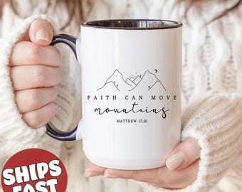 Christian Mug, Pastor Gift, Christian Gifts, Religious Mugs, Faith Can Move Mountains, Faith Gifts