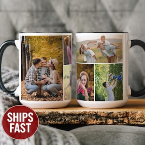 Foto-Collage-Tasse mit personalisiertem Text, Benutzerdefinierte Fototasse, Benutzerdefinierte Bild- und Texttasse, personalisierte Tassen Geschenke Bild 1