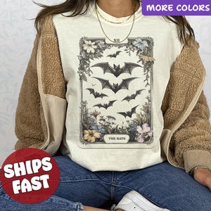 Tarot Card Bat Shirt, Vintage Halloween Bat Shirt, Gothic Bat Shirt, Dark Academia Shirt, Goblincore Shirt, Witch Shirt, Cottagecore Shirt