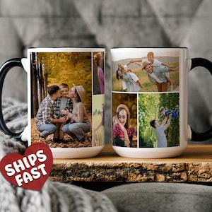 Photo Collage Mug With Personalized Text, Custom Photo Mug, Custom Picture And Text Mug, Personalized Mugs Gifts