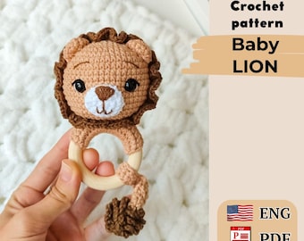 Lion Baby Rattle Crochet Pattern: Amigurumi Safari Toy (PDF Pattern)