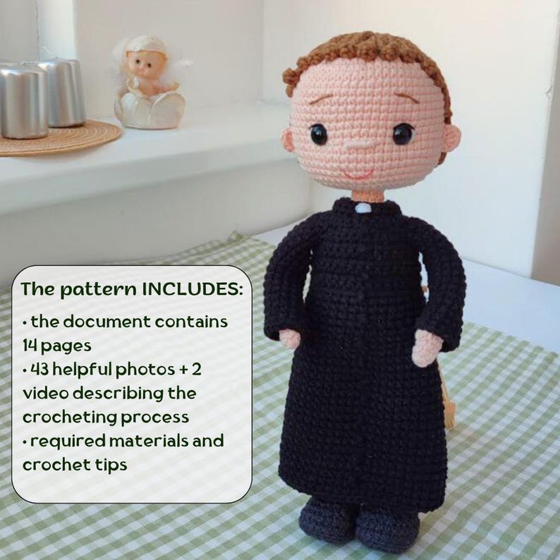 Priest Amigurumi Doll Pattern, Catholic Gift for Pastor, Clergy Doll ...