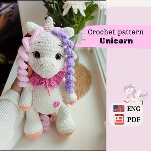 Crochet Unicorn Pattern: Amigurumi Plush Toy. Crochet animals. (PDF Download)