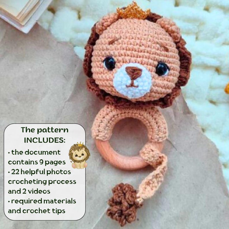 Amigurumi Lion Rattle Crochet PDF Pattern | Safari Animal Toy - Etsy