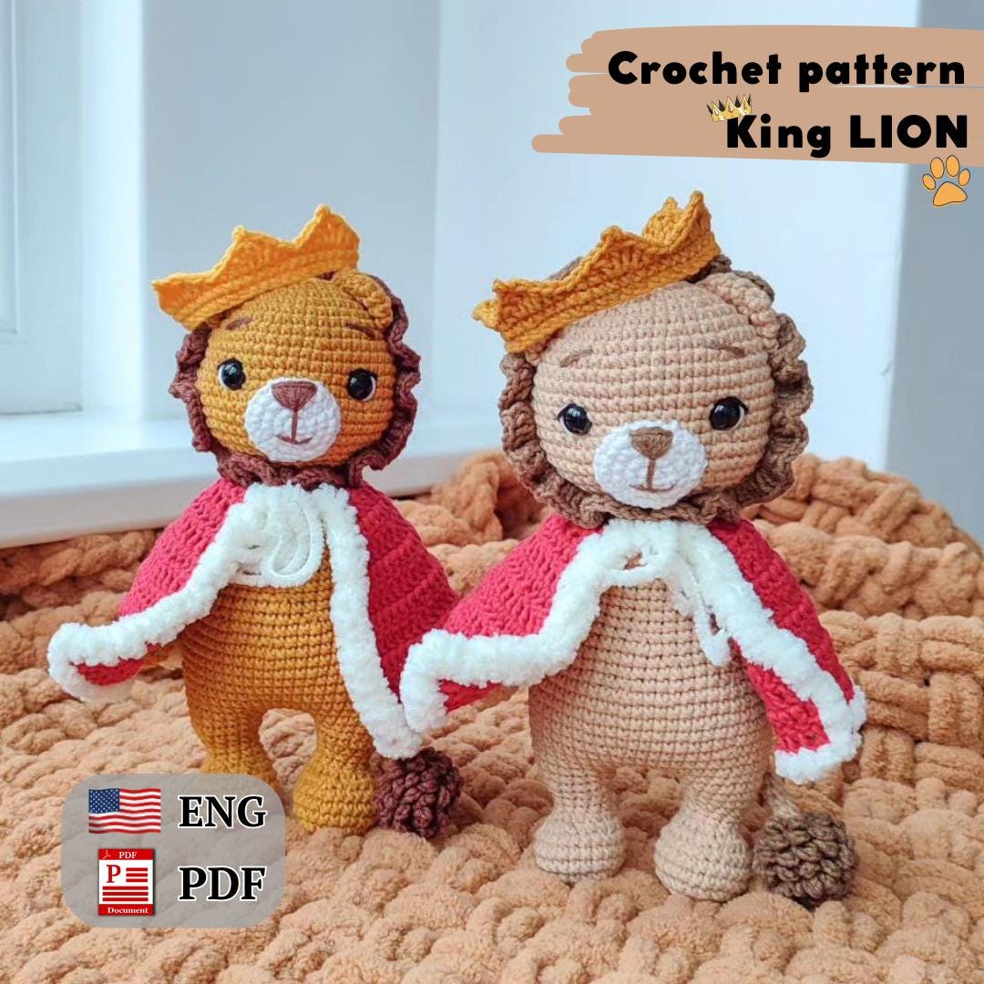 Crochet PATTERN King Lion, Amigurumi Lion Tutorial, Amigurumi Mini ...