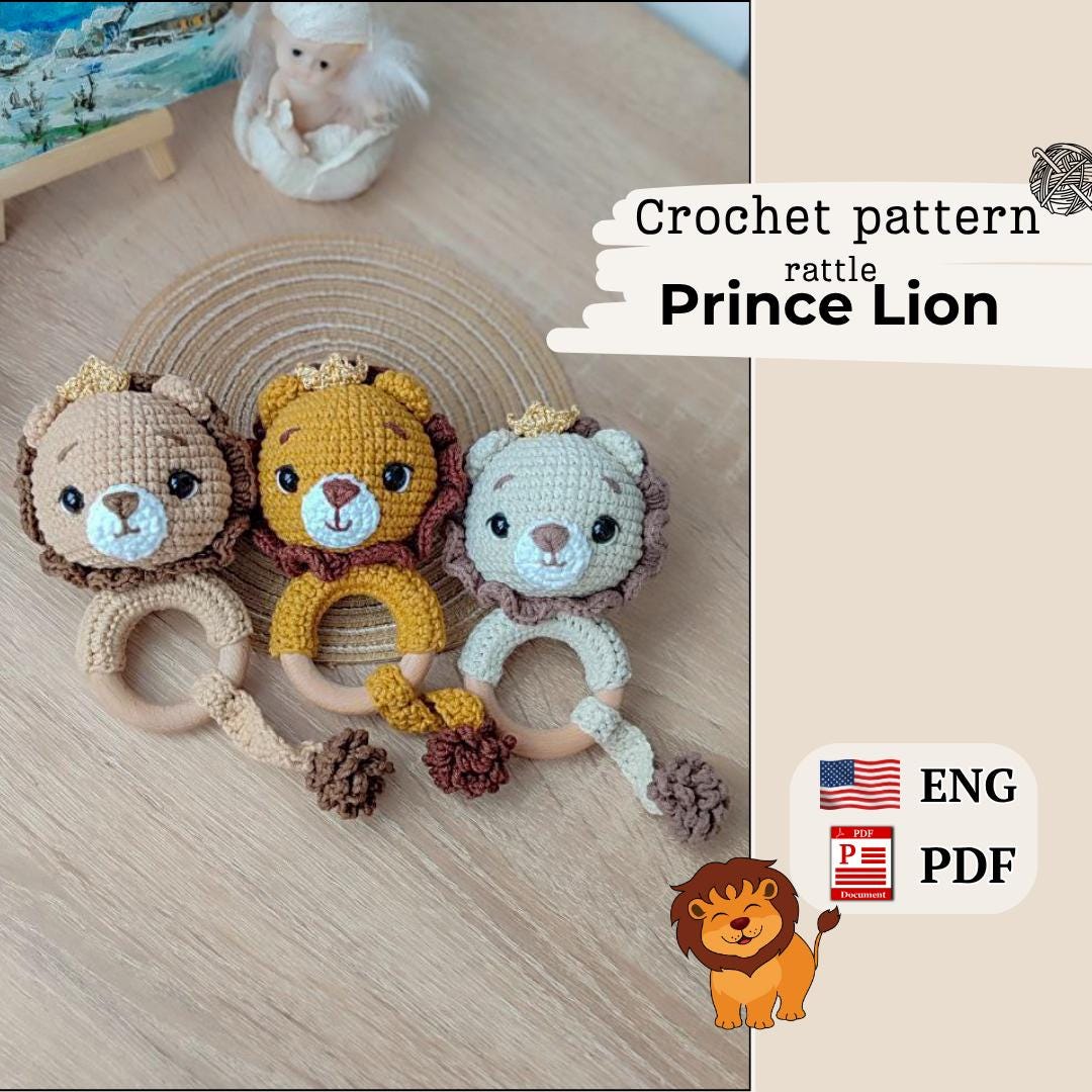 Crochet PATTERN | Lion Prince Baby Teether Rattle | Easy to Follow PDF ...