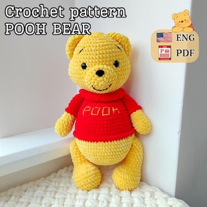 Schema uncinetto Pooh BEAR. Schema uncinetto Winnie the pooh. Regali fatti a mano all'uncinetto. Peluche all'uncinetto. Regali fai da te. Idee regalo giocattoli fatti a mano.