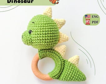 Easy Crochet Dinosaur Rattle Pattern: Amigurumi Dino Toy for Boys