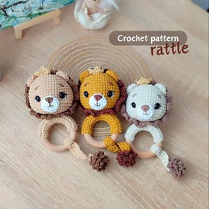 Patrón PDF de sonajero de león amigurumi / Juguete de safari