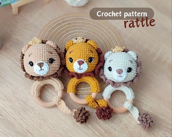 Amigurumi Lion Rattle Crochet PDF Pattern | Safari Animal Toy