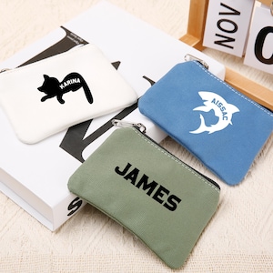Monedero personalizado, tarjetero, monedero de lona, bolsa de tela portátil, bolsa de tela con cremallera, minimonedero, regalo para bebé
