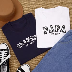 Custom Embroidered T-Shirt,Embroidered Varsity Comfort T-Shirt,Short Sleeve,Gift Tee For New Dad,Unique Gift for Dad,Father&#39;s Day Gift