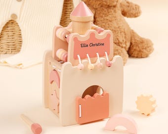 Personalized Wooden Rocket Activity Cube: Toddler Educational Toy,Christmas gift