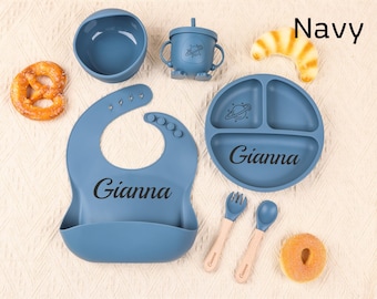 Personalized Silicone Baby Feeding Set: Engraved Weaning Set
