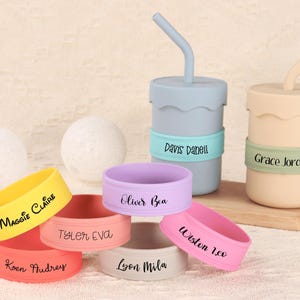 Personalized Bottle Label,Custom Engraved Silicone Bottle Bands,Baby Bottle Labell,Daycare label,Cup Labe,Sippy Cup Label,Nonslip cup sleeve