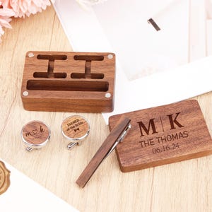 Personalized Engraved Groomsmen Cufflinks,Wedding Cufflinks & Tie Clip Set,Custom Tie Clip Set,Bachelor Party Gift,Best Man Gift