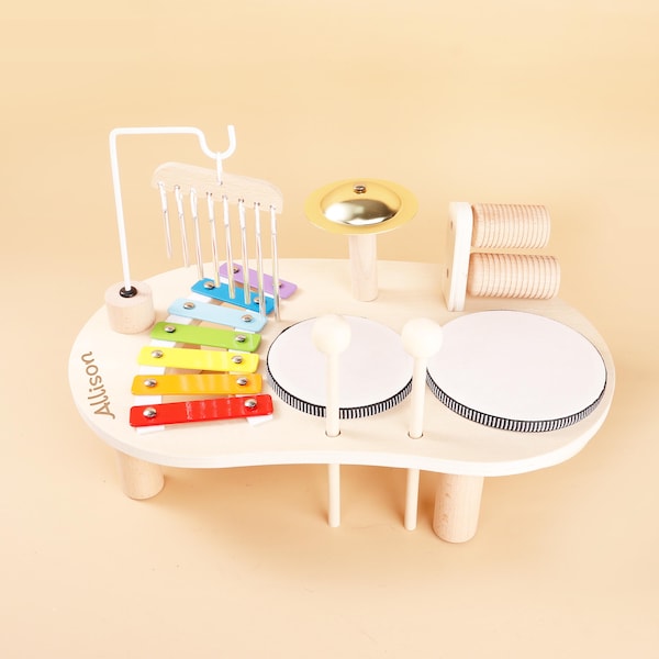 Personalized Wooden Percussion Toy: Montessori Music Table