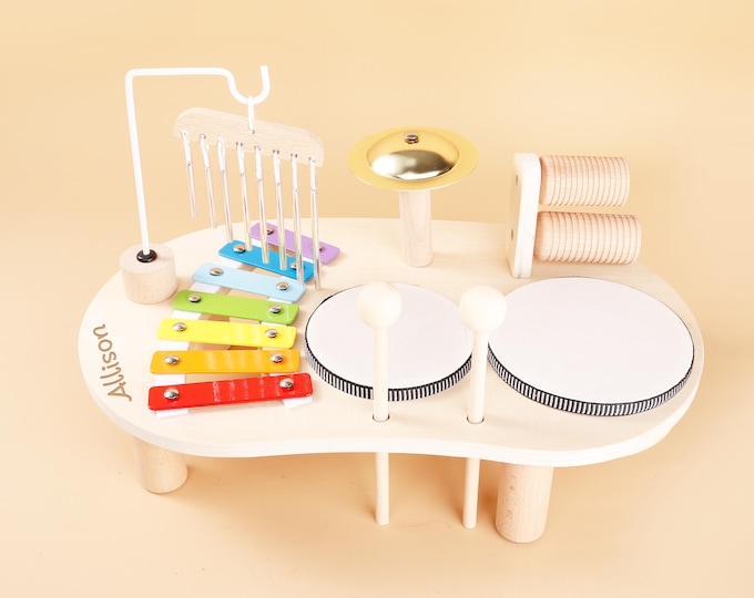 Personalized Wooden Percussion Toy: Montessori Music Table