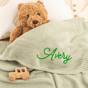 Personalized Embroidery Baby Blanket,Custom Baby Name Blanket,Soft Cotton Knit,Gift for Newborn Baby,Stroller Blanket,Newborn Keepsake