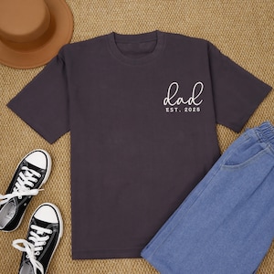 Custom Embroidered Crewneck T-Shirt,Embroidered Comfort Cotton T-Shirt,Short Sleeve,Gift Tee For New Dad, Gift for Dad,Father&#39;s Day Gift