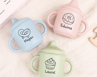 Silikonowy kubek niekapek z grawerunkiem: kubek do nauki pływania dla niemowląt