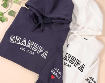 Custom Embroidered Dad Hoodie: Papa Est. Kids' Names Sleeve