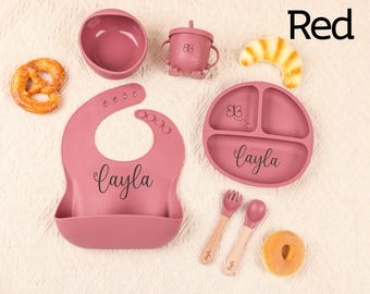 Personalized Silicone Baby Feeding Set: Engraved Weaning Set