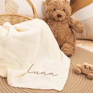 Personalized Embroidery Baby Blanket,Soft Cotton Knit,Custom Baby Name Blanket,Stroller Blanket,Gift for Newborn Baby,Newborn Keepsake