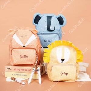 Custom Cartoon Animal Toddler Backpack,Embroidered Schoolbag,Personalized Kids School Bag,Cute School Bag for Girls Boys,Birthday Gift