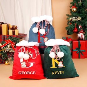 Personalized Santa Sack,Velvet Santa Sack with Name,Large Santa Sack,Family Christmas Sack,Christmas Gift Sack,Xmas Gift Bag,Gift for Kids