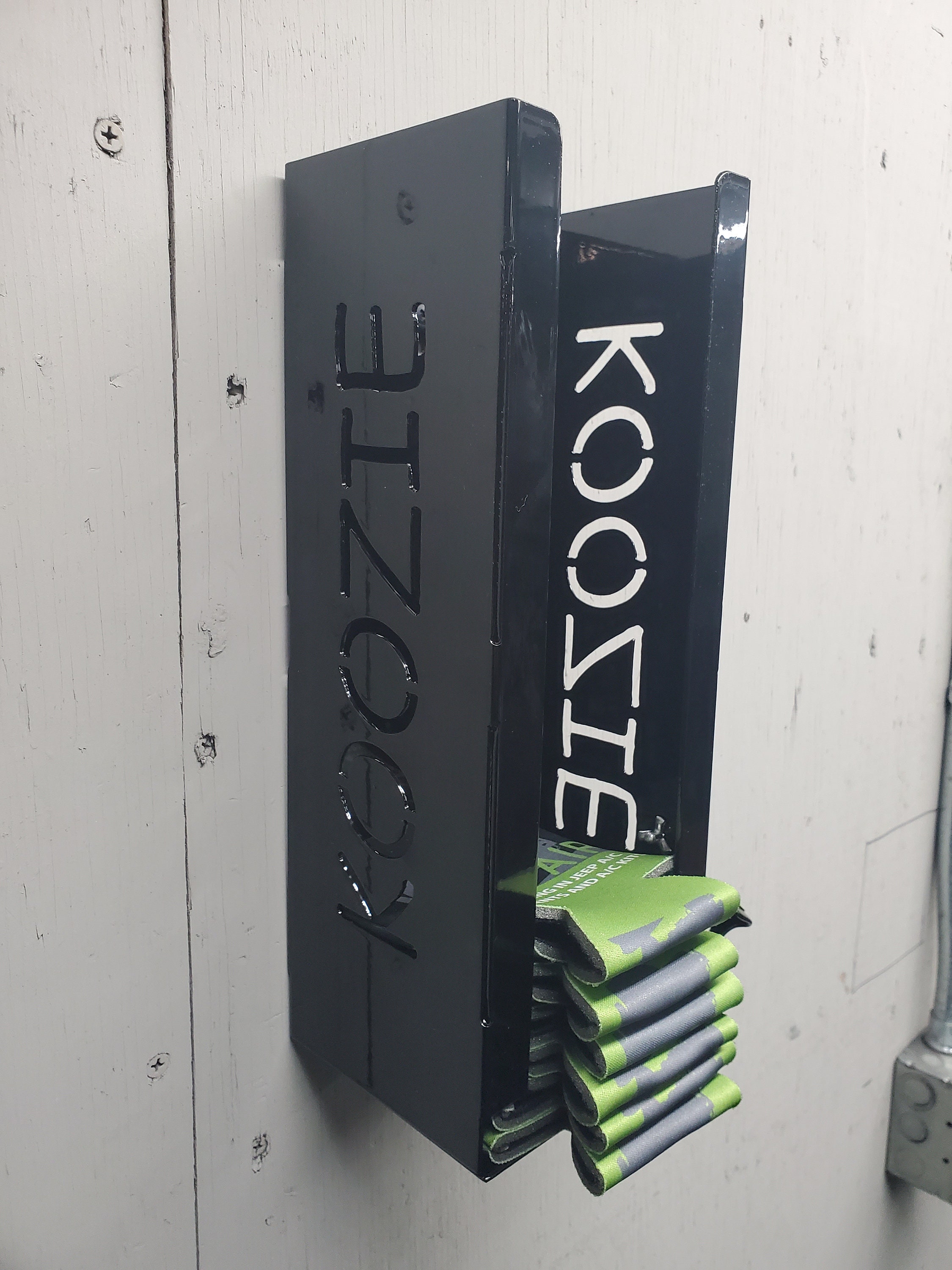 Koozie Holder With Bottle Opener, Can Cooler Holder, Koozie Dispenser