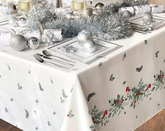 Mantel navideño de Robin y Holly: mantelería festiva para las fiestas