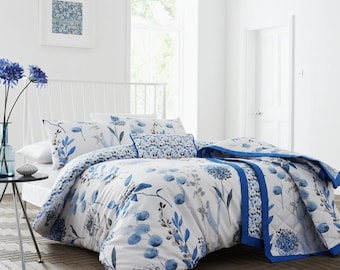 Floral Cotton Duvet Cover Set: Bold Boho Bedding, Optional Personalization